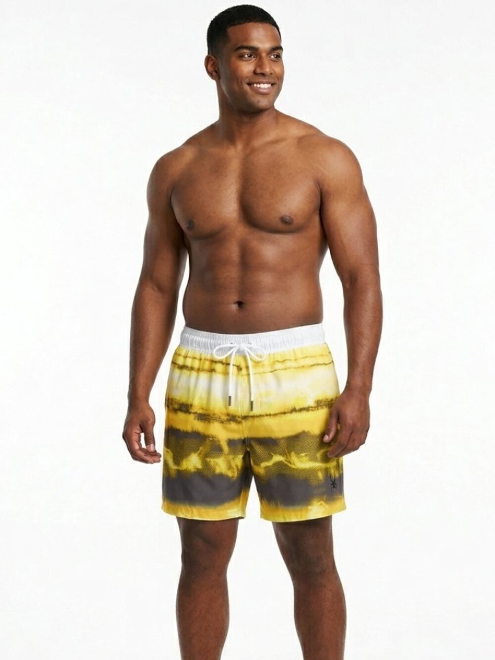 Spyder Men's Swim Trunks Board Shorts XXL 7" Inseam Yellow White